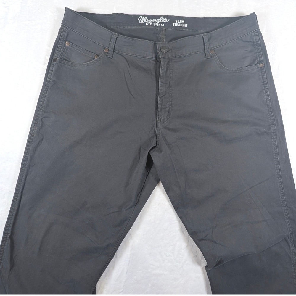 Wrangler Retro Slim Straight Charcoal Gray Pants 40x34 Fits 41 Mens Stretch - Picture 5 of 11